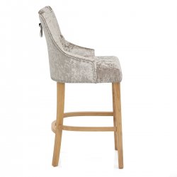 Chaise de Bar Chêne Velours - Ascot Taupe