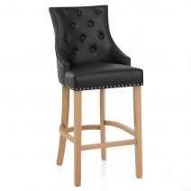 Chaise de bar Cuir Crouté Chêne - Ascot Noir
