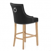 Chaise de bar Cuir Crouté Chêne - Ascot Noir