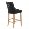 Chaise de bar Cuir Crouté Chêne - Ascot Noir