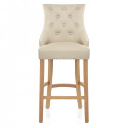 Chaise de bar Cuir Crouté Chêne - Ascot Noir