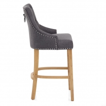 Chaise de Bar Chêne Tissu - Ascot Gris Foncé