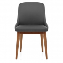 Chaise Bois Faux Cuir - Jersey Noyer