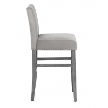 Chaise de Bar Bois Velours - Brunswick Gris