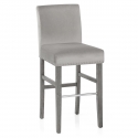 Chaise de Bar Bois Velours - Brunswick Gris