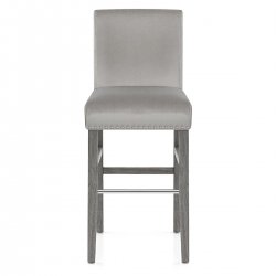 Chaise de Bar Bois Velours - Brunswick Gris