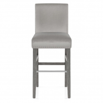 Chaise de Bar Bois Velours - Brunswick Gris