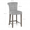 Tabouret de bar bois velours - Carlton Crème