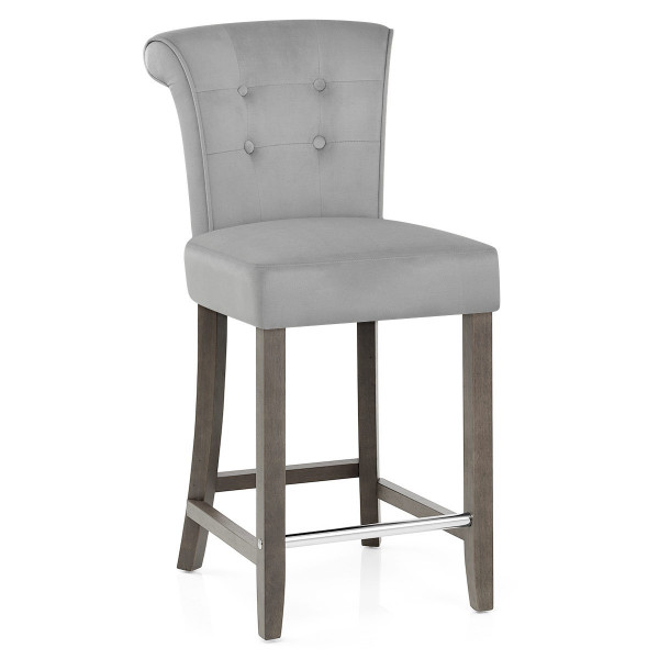 Tabouret de bar bois velours - Carlton Crème Tabouret de bar bois velours - Carlton Crème