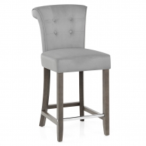 Tabouret de bar bois velours - Carlton Crème