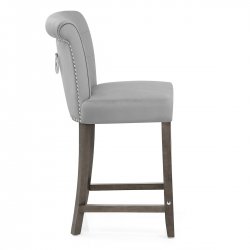Tabouret de bar bois velours - Carlton Crème