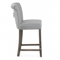 Tabouret de bar bois velours - Carlton Crème