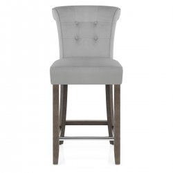 Tabouret de bar bois velours - Carlton Crème