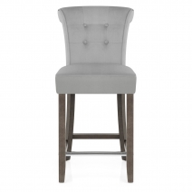 Tabouret de bar bois velours - Carlton Crème