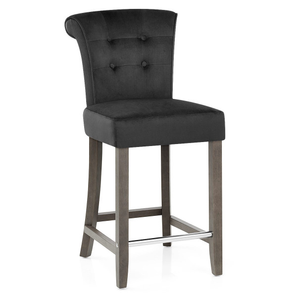 Tabouret de bar bois velours - Carlton Crème