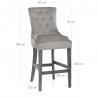 Chaise de bar velours - Etienne Gris