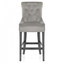 Chaise de bar velours - Etienne Gris