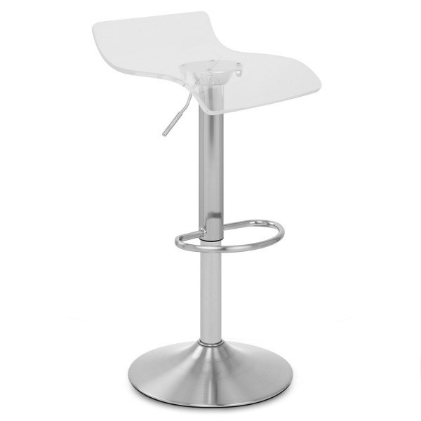 Tabouret shimmer chrome brossé et assise plastique - Monde du Tabouret