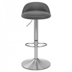 Chaise de bar faux cuir chrome brossé – Lulu Noir