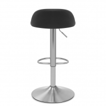 Chaise de bar faux cuir chrome brossé – Lulu Noir