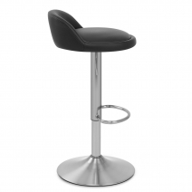 Chaise de bar faux cuir chrome brossé – Lulu Noir