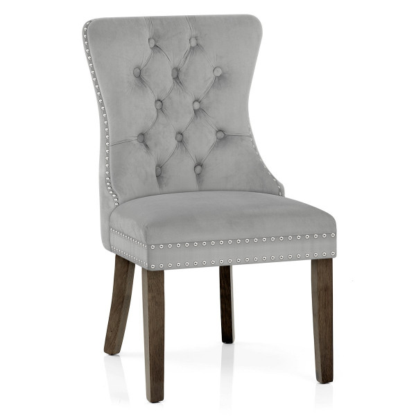 Chaise bois velours - Kensington Gris Chaise bois velours - Kensington Gris