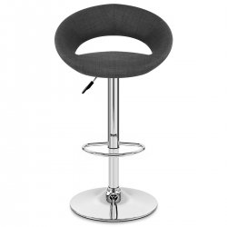 Chaise de Bar Tissu Chrome - Crescent Matelassé Gris