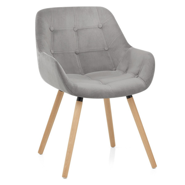 Chaise Velours Bois - Harris Gris