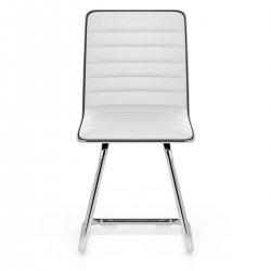 Chaise Faux Cuir Chrome - Vesta Blanc