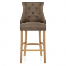 Chaise de Bar Chêne Faux Cuir - Ascot Antique Marron