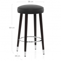 Tabouret de Bar Bois Cuir Croûté - Conrad Noir
