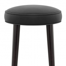 Tabouret de Bar Bois Cuir Croûté - Conrad Noir