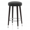 Tabouret de Bar Bois Cuir Croûté - Conrad Noir