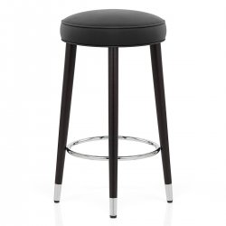 Tabouret de Bar Bois Cuir Croûté - Conrad Noir