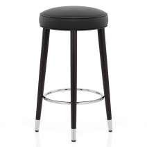 Tabouret de Bar Bois Cuir Croûté - Conrad Noir