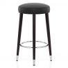 Tabouret de Bar Bois Cuir Croûté - Conrad Noir