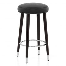 Tabouret de Bar Bois Cuir Croûté - Conrad Noir