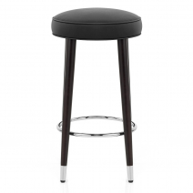 Tabouret de Bar Bois Cuir Croûté - Conrad Noir