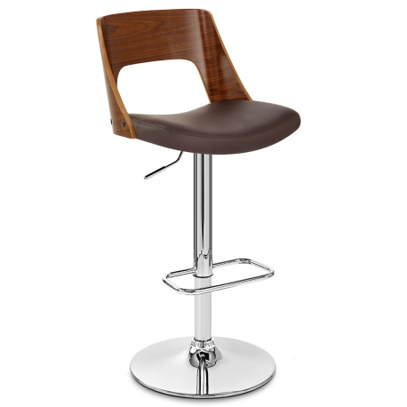 Chaise de Bar Bois Chrome - Carmen Marron