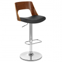 Chaise de Bar Bois Chrome - Carmen Noir