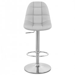 Chaise de Bar Faux Cuir Chrome Brossé - Rochelle Crème