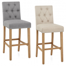 Tabouret de Bar Bois Tissu - Barrington Gris