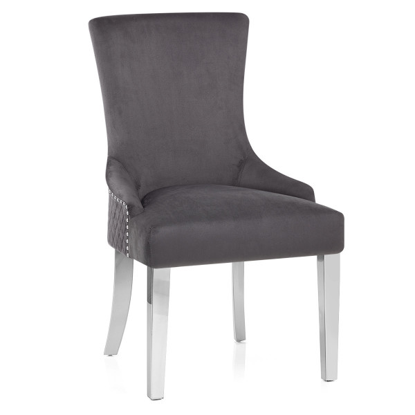 Chaise Métal Velours - Fontaine Gris Chaise Métal Velours - Fontaine Gris