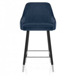 Chaise de Bar Bois Velours - Glam Bleu