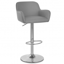 Chaise de Bar Chrome Brossé Faux Cuir - Berlin Gris