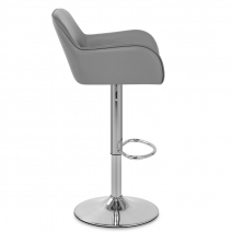 Chaise de Bar Chrome Brossé Faux Cuir - Berlin Gris