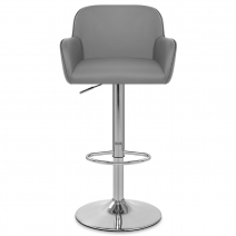 Chaise de Bar Chrome Brossé Faux Cuir - Berlin Gris