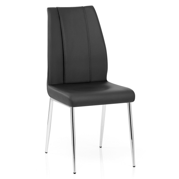 Chaise Faux Cuir Chrome - Maxwell Noir Chaise Faux Cuir Chrome - Maxwell Noir