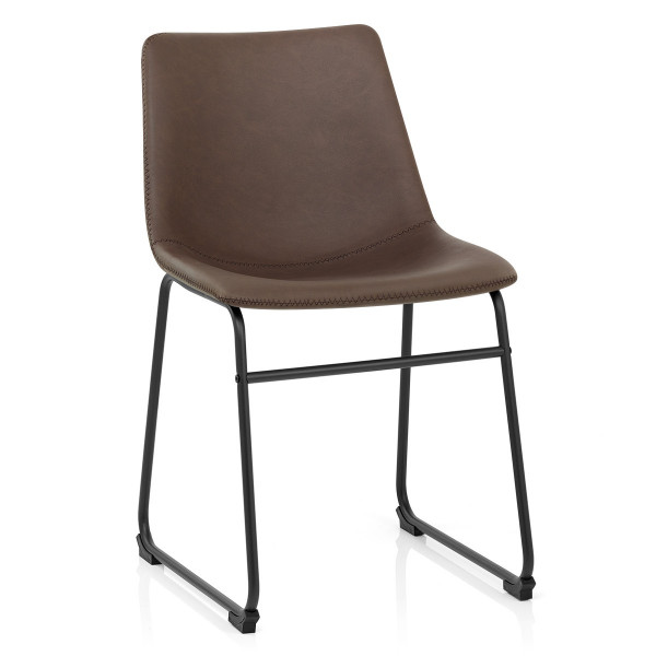 Chaise Simili Cuir - Bucket Marron Chaise Simili Cuir - Bucket Marron