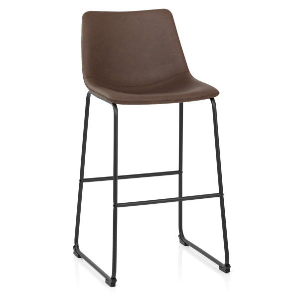 Chaise de Bar Métal Faux Cuir Antique - Bucket Marron Chaise de Bar Métal Faux Cuir Antique - Bucket Marron
